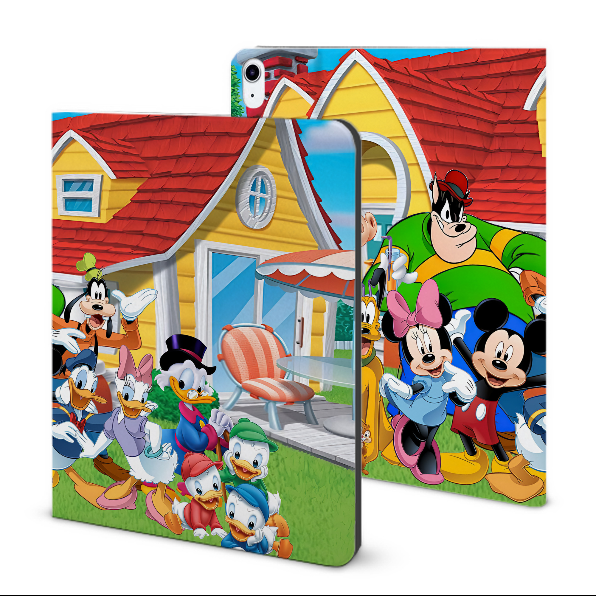 （画像用） ミッキーマウス Mickey Mouse IPad ケース ブック型 PUレザー TPU 耐衝撃 軽量 薄型 ペン収納なし 全面保護 IPad 各モデル対応